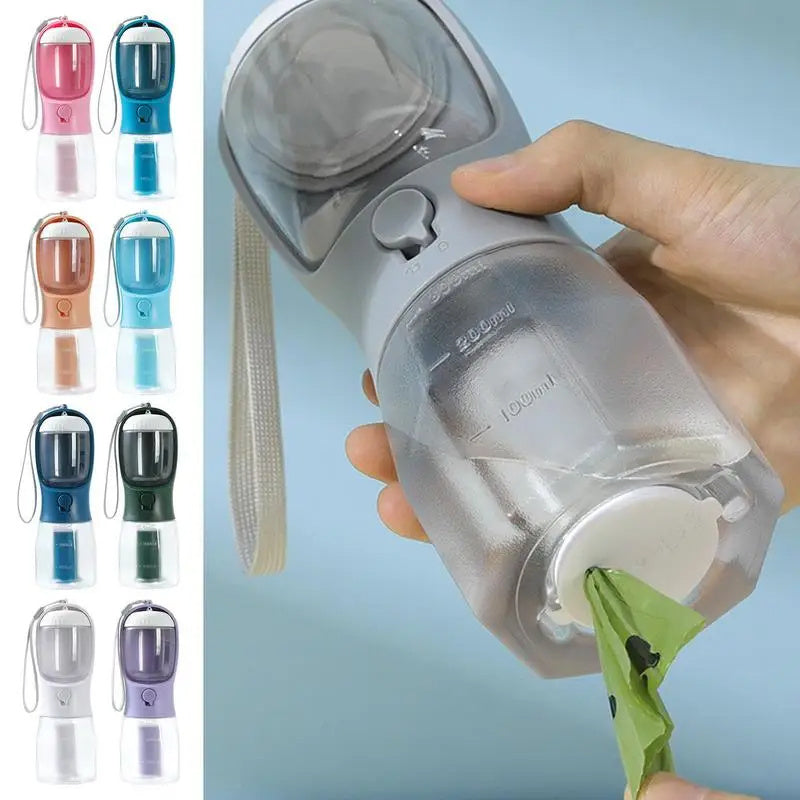 Fournitures pour animaux de compagnie Chien Tasse d'eau potable Sac à ordures Trois-en-un Portable Petites tasses multifonctionnelles pour animaux de compagnie